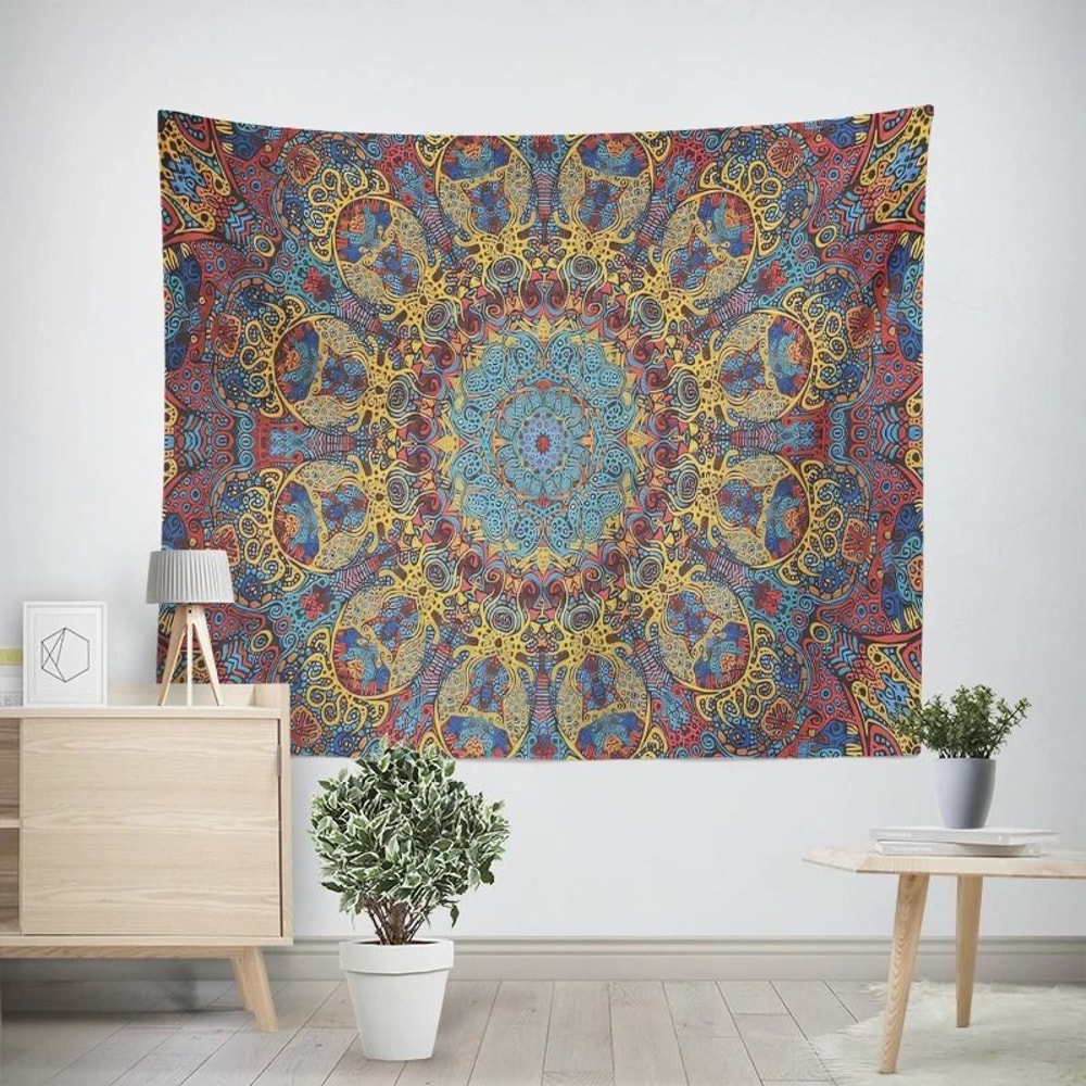 Hippie Mandala Bohemian Tapestry Indian Psychedelic Wall Mural Aesthetic Vintage Bedding Meditat 6