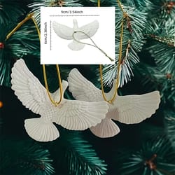 ethereal white dove ornaments | set of hanging pigeon statues | professional christmas & peace festival decor