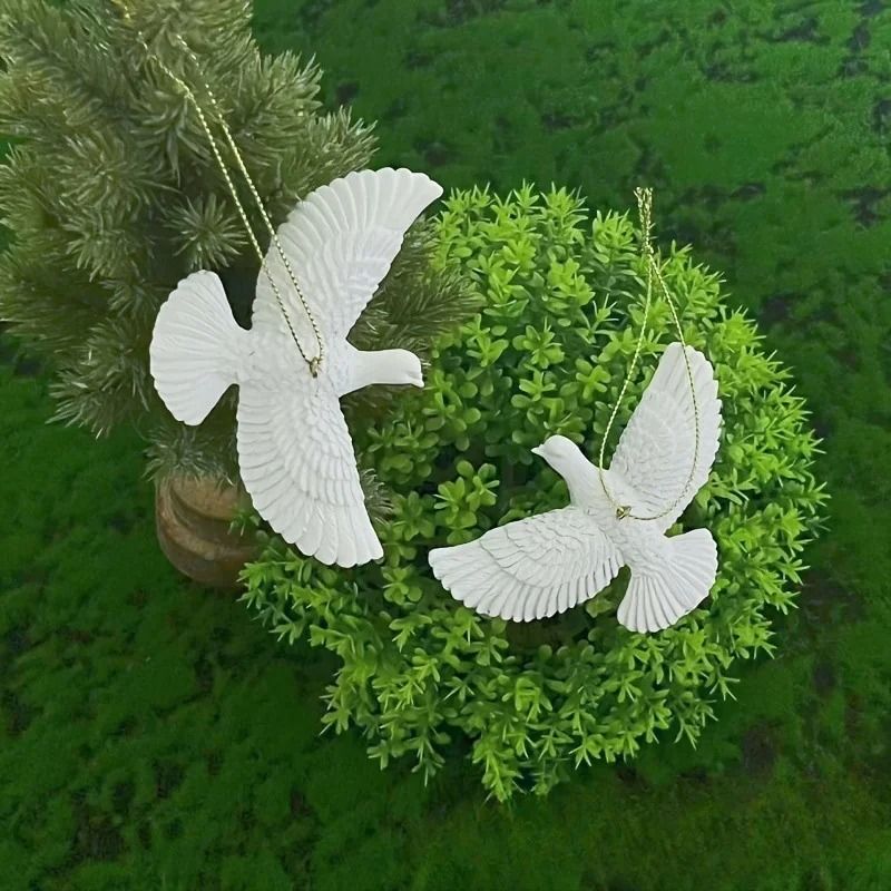 Ethereal White Dove Ornaments Set Of Hanging Pigeon Statues Professional Christmas Peace Festiva 3