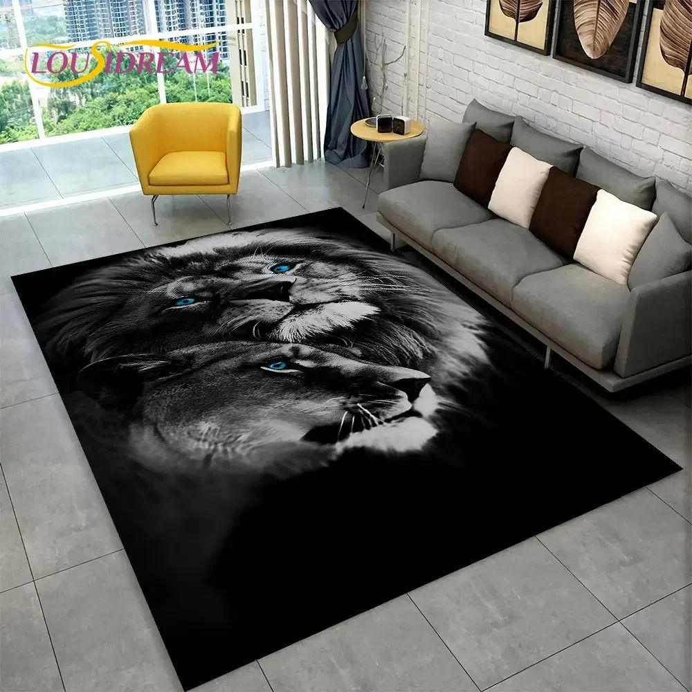 Apex Predator 3D Area Rug Majestic Lion Wolf Wildlife Carpet Professional NonSlip Luxury Floor A 15