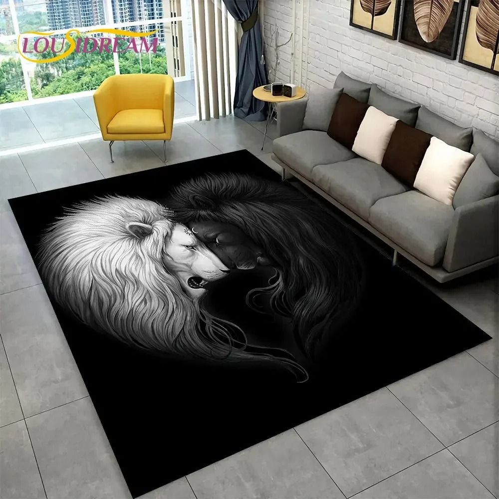 Apex Predator 3D Area Rug Majestic Lion Wolf Wildlife Carpet Professional NonSlip Luxury Floor A 16