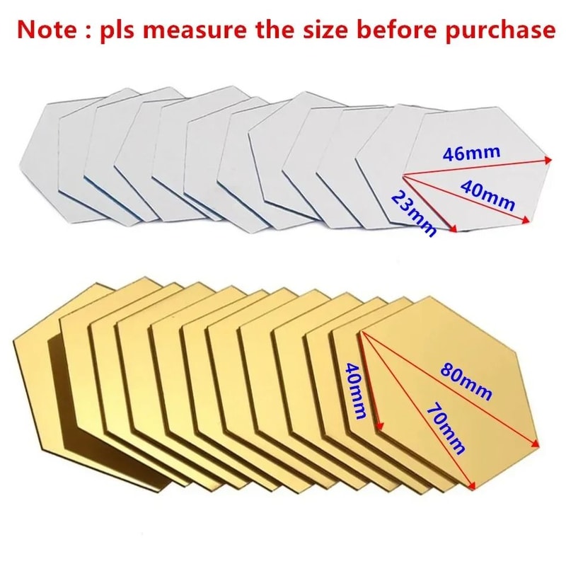 Hexagonal Acrylic Mirror Tiles Modular 3D Mosaic Wall Stickers Professional SelfAdhesive DIY Art 2