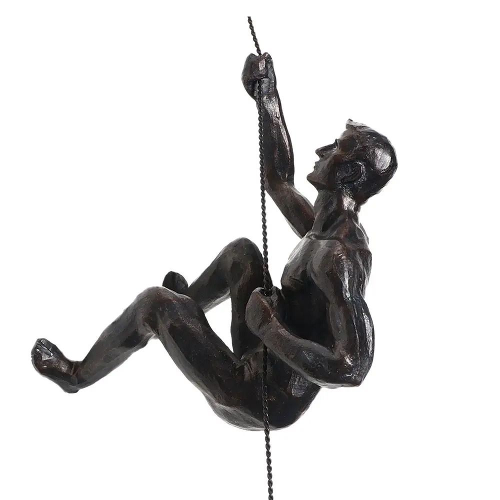 Athletic Rock Climbing Wall Sculpture Resin Mountaineer Hanging Statue Professional Retro Executi 12