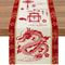 Spring Festival Horse Year Linen Runner 2026 Lunar New Year Dining Decor Professional Red Gold H 0