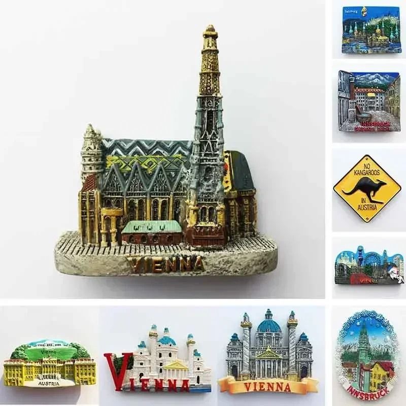 Austrian Heritage Fridge Magnet Vienna Salzburg Tourism Souvenir Professional HandPainted Magnet 0