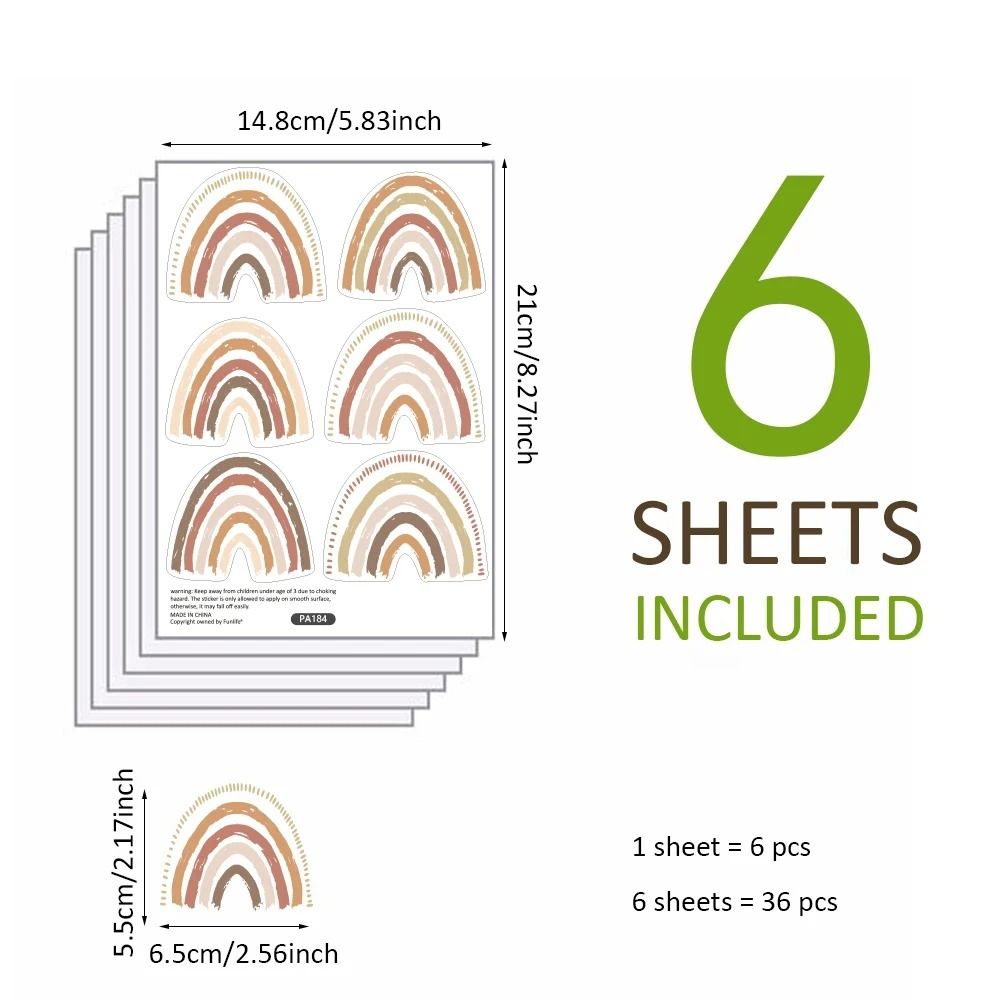 Rainbow Vinyl Wall Decals 36pc Pastel Nursery Stickers Professional PeelandStick Creative Room De 8