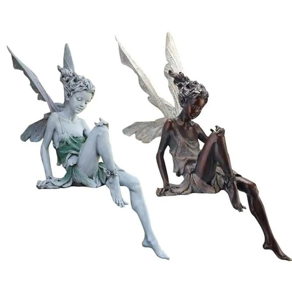 Musical Flute Fairy Statue Angelic Garden Winged Sculpture Professional Resin Courtyard Outdoor 4