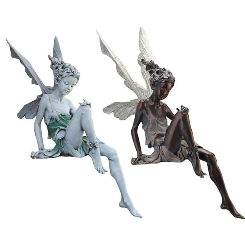 Musical Flute Fairy Statue Angelic Garden Winged Sculpture Professional Resin Courtyard Outdoor 4