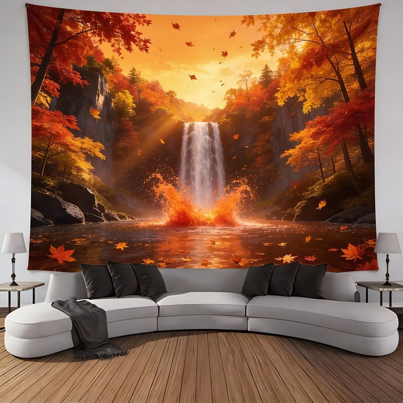 Waterfall Canyon Landscape Tapestry Ultra Large Nature Wall Hanging Professional Executive Home 8