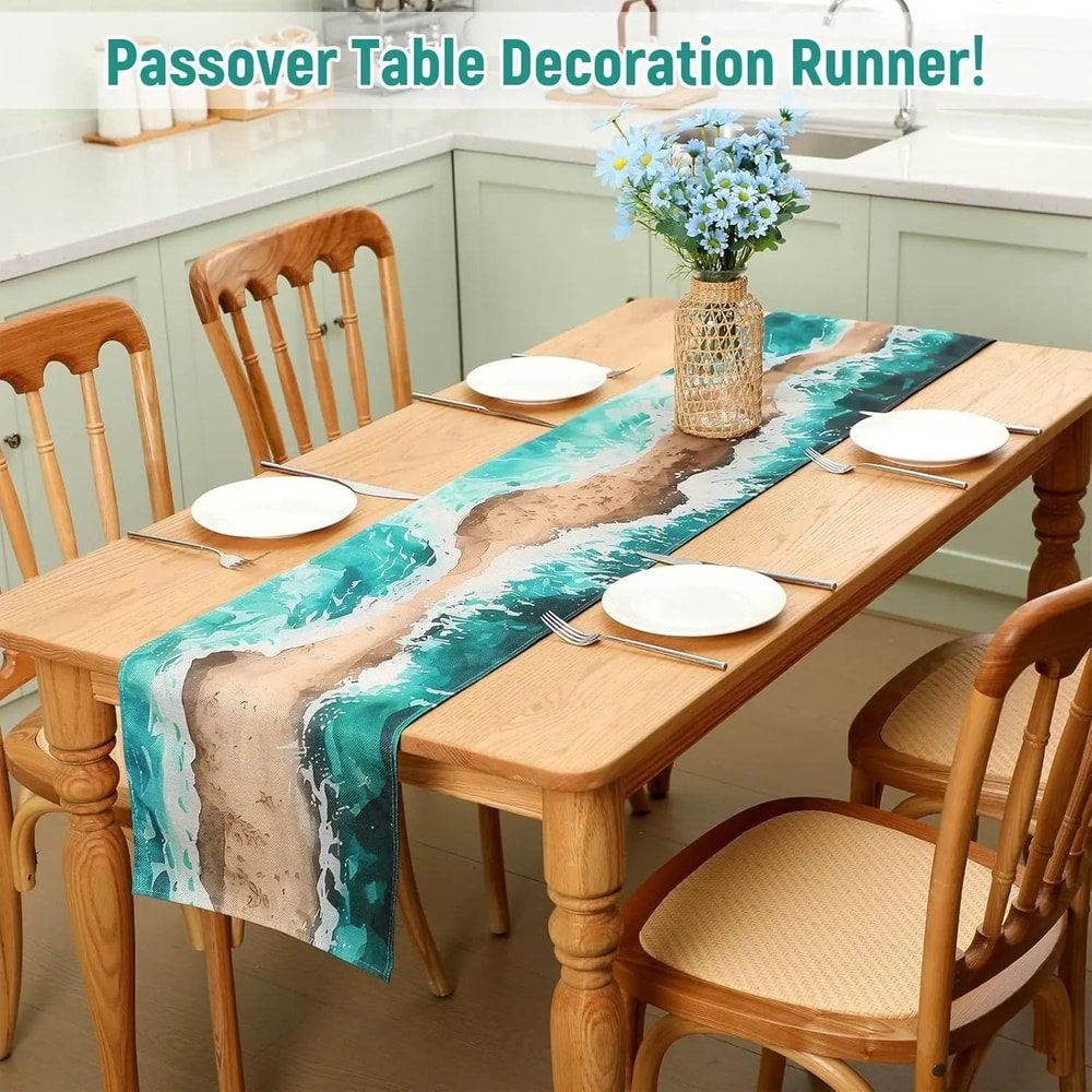 Passover Seder Linen Table Runner Pesach Exodus Festival Decor Professional Jewish Holiday Dining 1