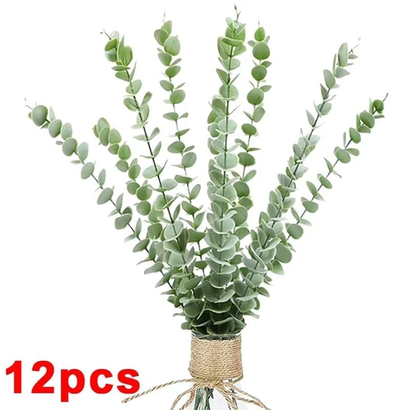 Artificial Eucalyptus Leaf Stems Silk Greenery Branches Professional Wedding Home Sanctuary Deco 8