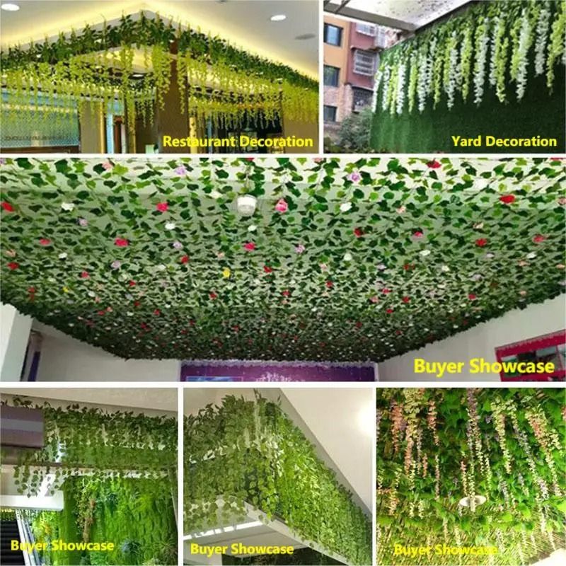 210cm Artificial Green Ivy Leaf Hanging Vine Professional Silk Garland For Garden Wedding Wall De 5