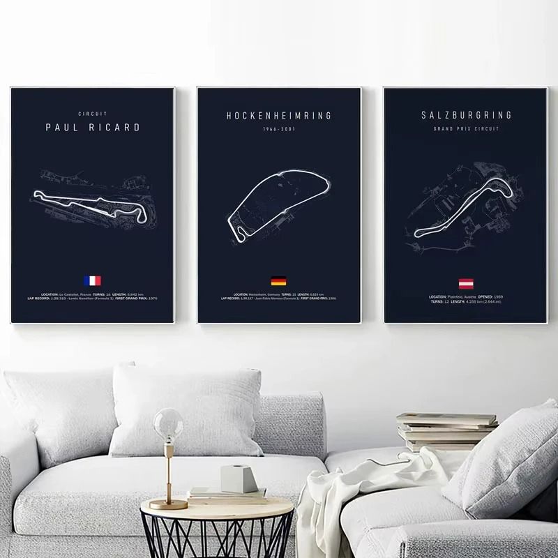 F1 Race Track Canvas Painting Classic Morocco Imola Circuit Art Professional Executive Home Off 3