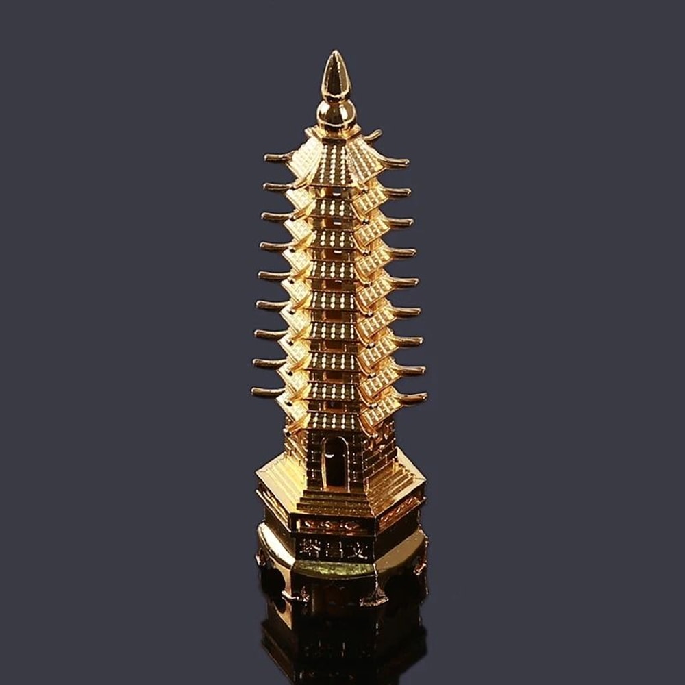 Feng Shui Wenchang Pagoda Statue 3D Zinc Alloy Tower Craft Executive Home Office Wisdom Success 0