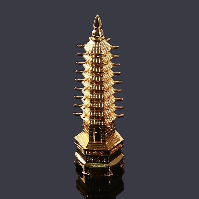 Feng Shui Wenchang Pagoda Statue 3D Zinc Alloy Tower Craft Executive Home Office Wisdom Success 0