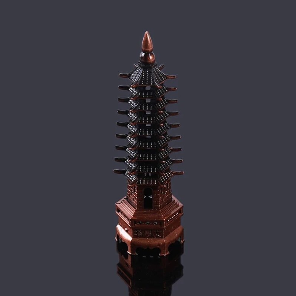 Feng Shui Wenchang Pagoda Statue 3D Zinc Alloy Tower Craft Executive Home Office Wisdom Success 4