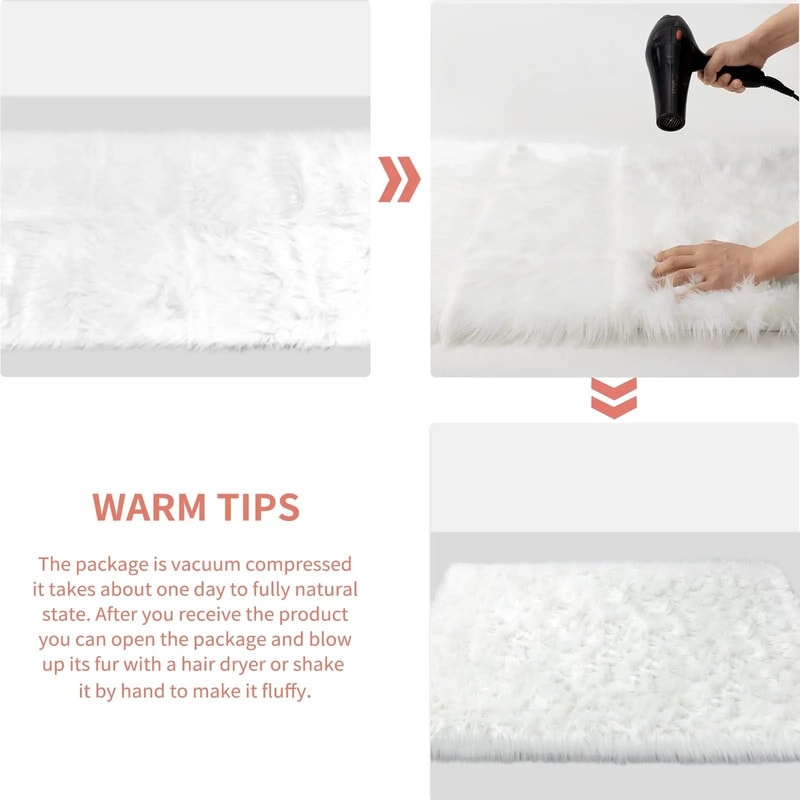 White Faux Sheepskin Fuzzy Rug Premium Shag Bedside Fur Carpet Executive Living Room Nursery San 5