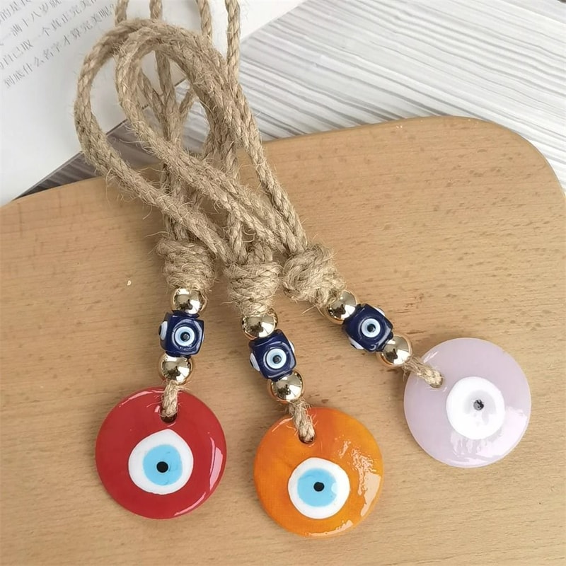 Handcrafted Blue Evil Eye Charm Glass Nazar Wall Hanging Executive Protection Sanctuary Home Dec 4