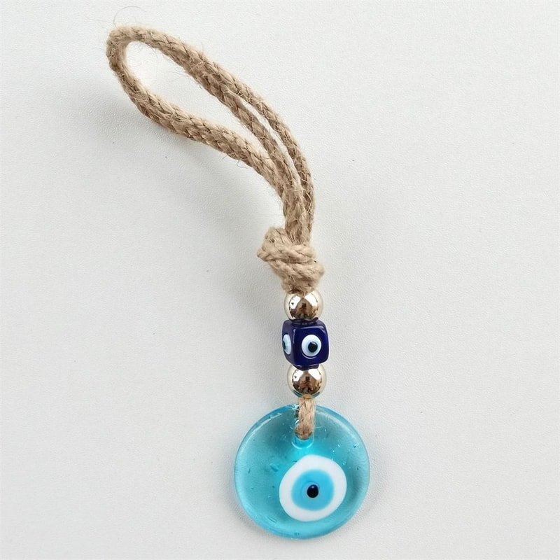 Handcrafted Blue Evil Eye Charm Glass Nazar Wall Hanging Executive Protection Sanctuary Home Dec 11