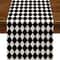 Black White Diamond Lattice Table Runner Buffalo Plaid Linen Decor Executive Kitchen Dining Sanc 0