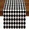 Black White Diamond Lattice Table Runner Buffalo Plaid Linen Decor Executive Kitchen Dining Sanc 0