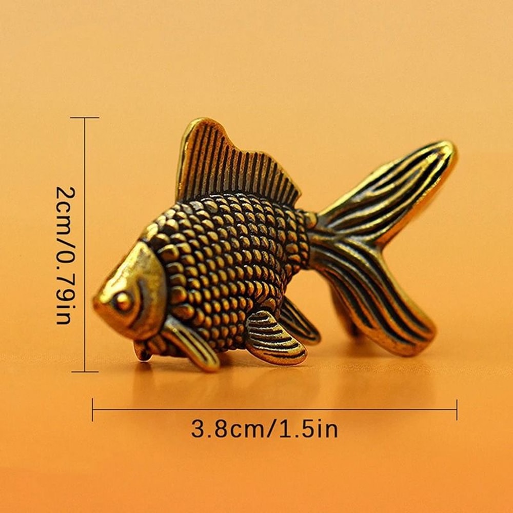 Retro Brass Goldfish Figurine Lucky Animal Tea Pet Statue Executive Desktop Prosperity Sanctuary 6