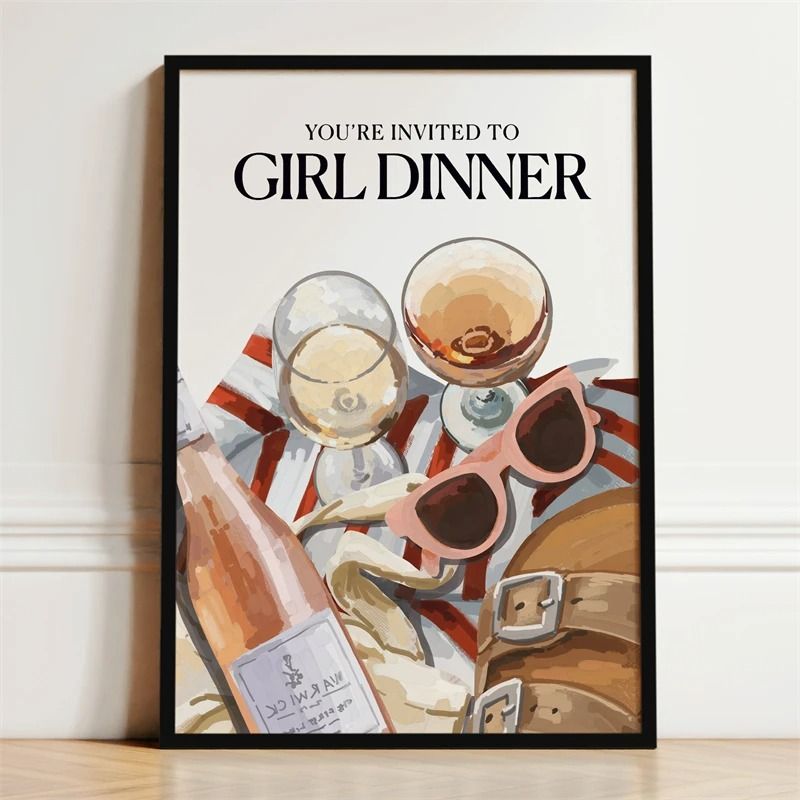 French Breakfast Canvas Poster Lemon Wine Oyster Art Print Executive Kitchen Dining Sanctuary D 12