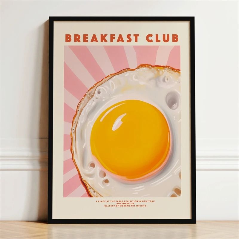 French Breakfast Canvas Poster Lemon Wine Oyster Art Print Executive Kitchen Dining Sanctuary D 24