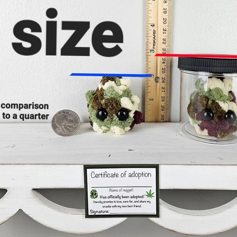 Handcrafted Little Weed Nugget Plush Artisanal Stuffed Toy In Display Jar Executive Lifestyle Cr 5