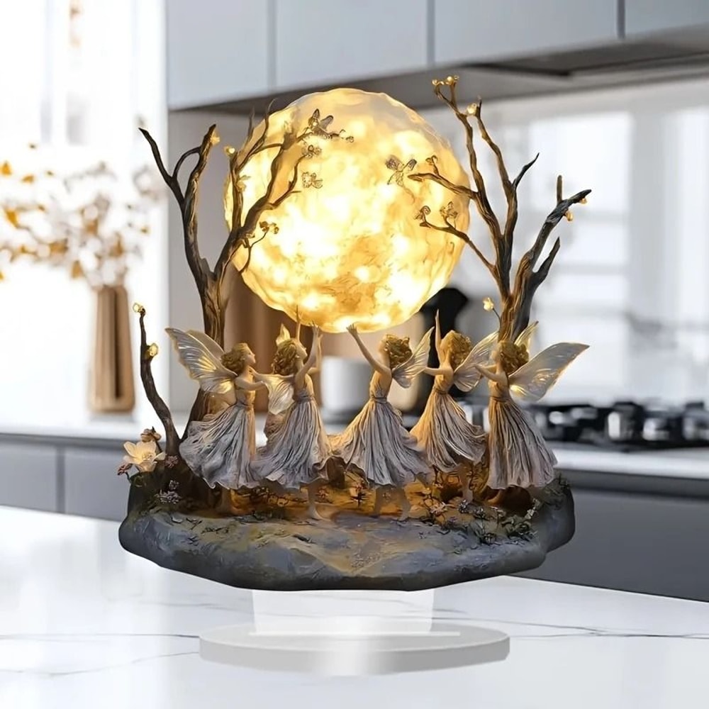 Celestial Moon Elf Tabletop Decor Glowing Fairy Forest Ornament Executive Home Office Sanctuary 1