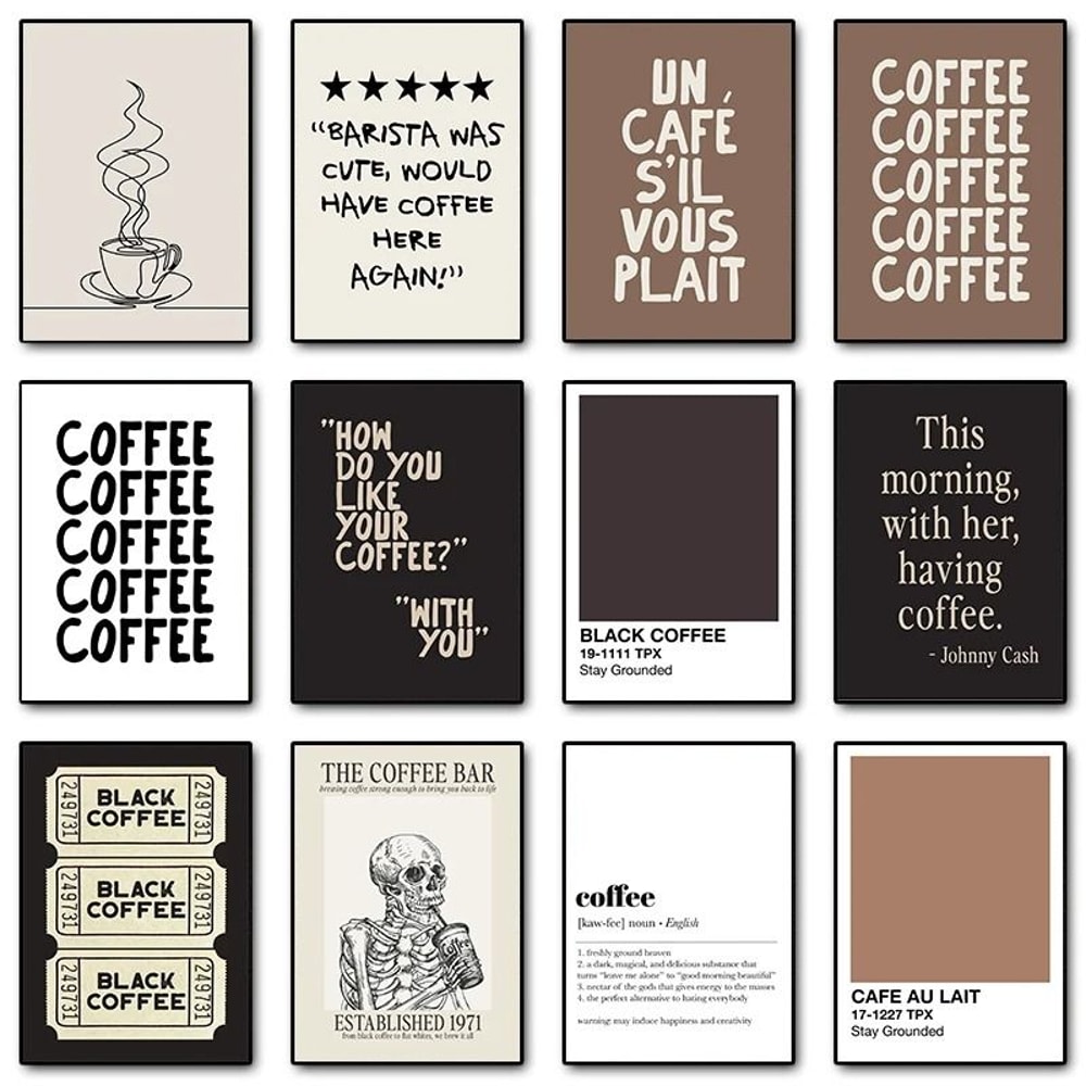 Skeleton Coffee Line Art Canvas Minimalist Cafe Wall Decor Executive Kitchen Coffee Bar Sanctuar 0