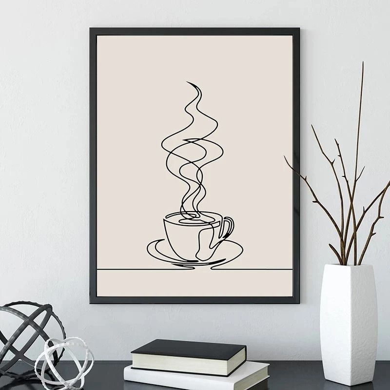 Skeleton Coffee Line Art Canvas Minimalist Cafe Wall Decor Executive Kitchen Coffee Bar Sanctuar 3