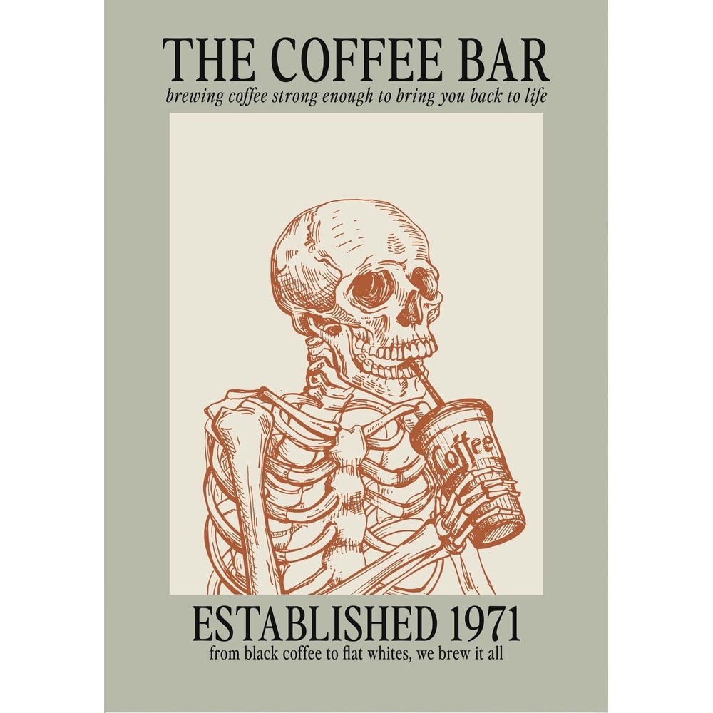 Skeleton Coffee Line Art Canvas Minimalist Cafe Wall Decor Executive Kitchen Coffee Bar Sanctuar 6