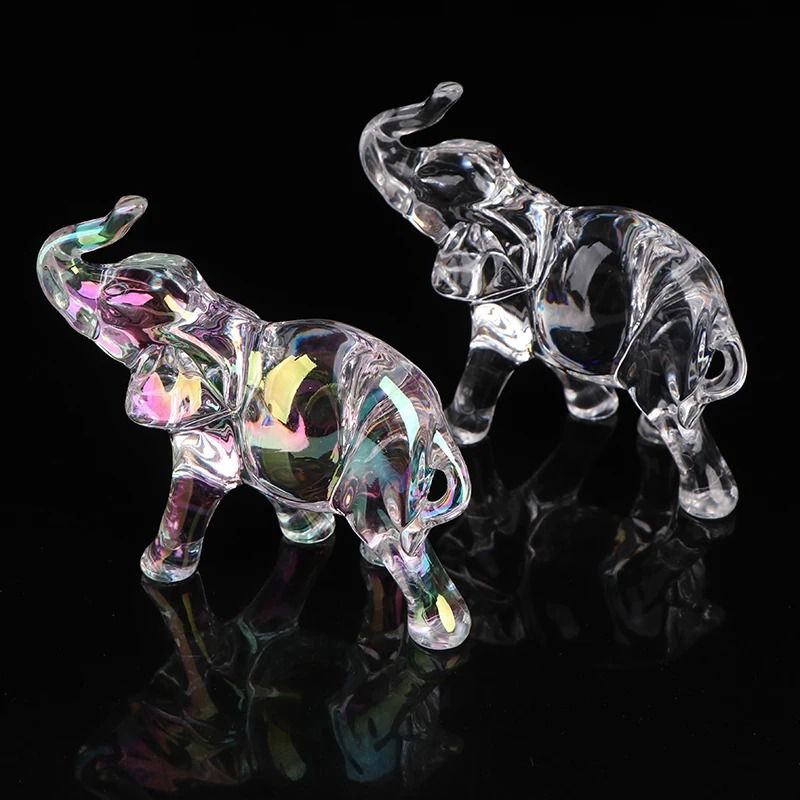 Crystal Elephant Statue Handcrafted Glass Animal Figurine Executive Desktop Living Room Sanctuar 2