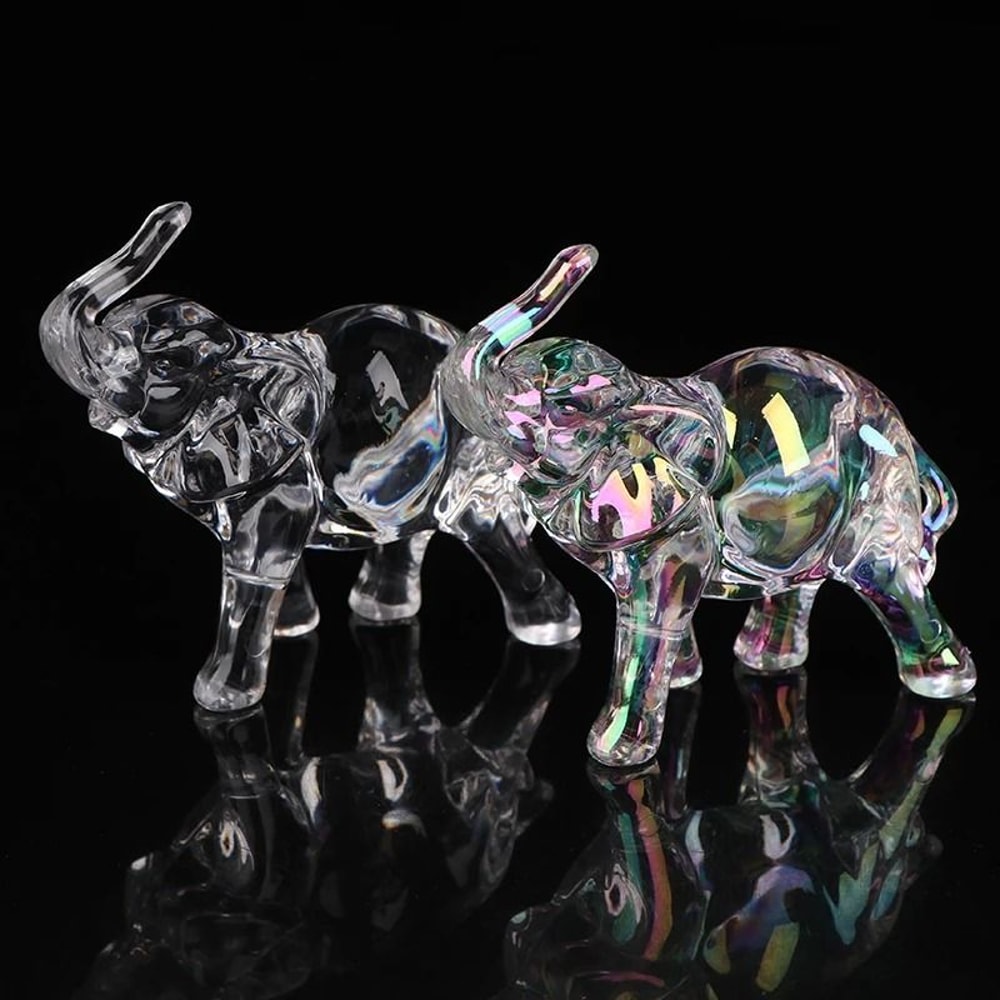 Crystal Elephant Statue Handcrafted Glass Animal Figurine Executive Desktop Living Room Sanctuar 4