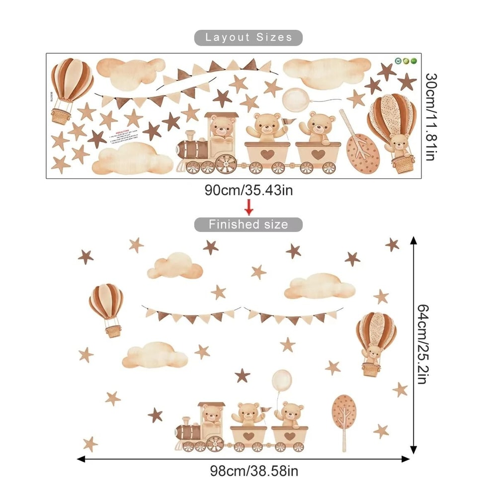 Hot Air Balloon Animal Wall Decals Bear Rabbit Nursery Stickers Executive Child Studio Sanctuar 16