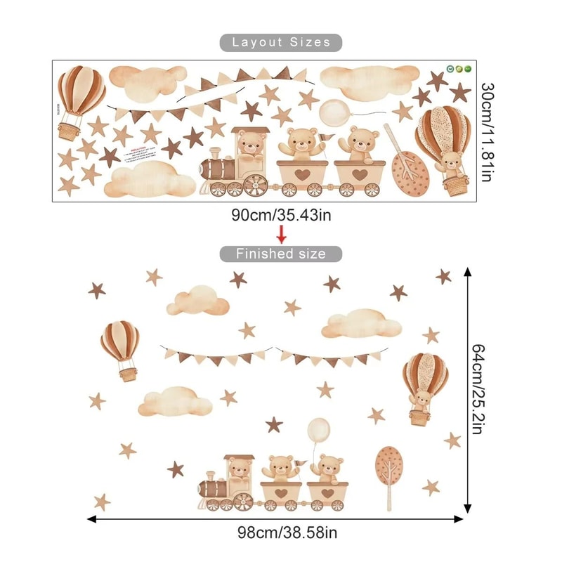 Hot Air Balloon Animal Wall Decals Bear Rabbit Nursery Stickers Executive Child Studio Sanctuar 16