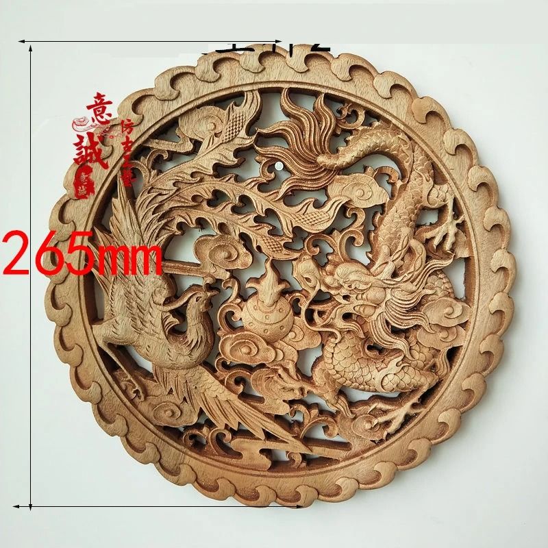 Artisan Camphor Wood Carving 3D Dragon Phoenix Wall Hanging Executive Heritage Studio Sanctuary 4