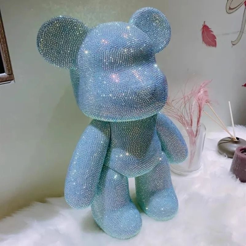 Rhinestone Crystal Bear Figure Handcrafted Glitter Applique Doll Executive Desktop Creative Stud 3