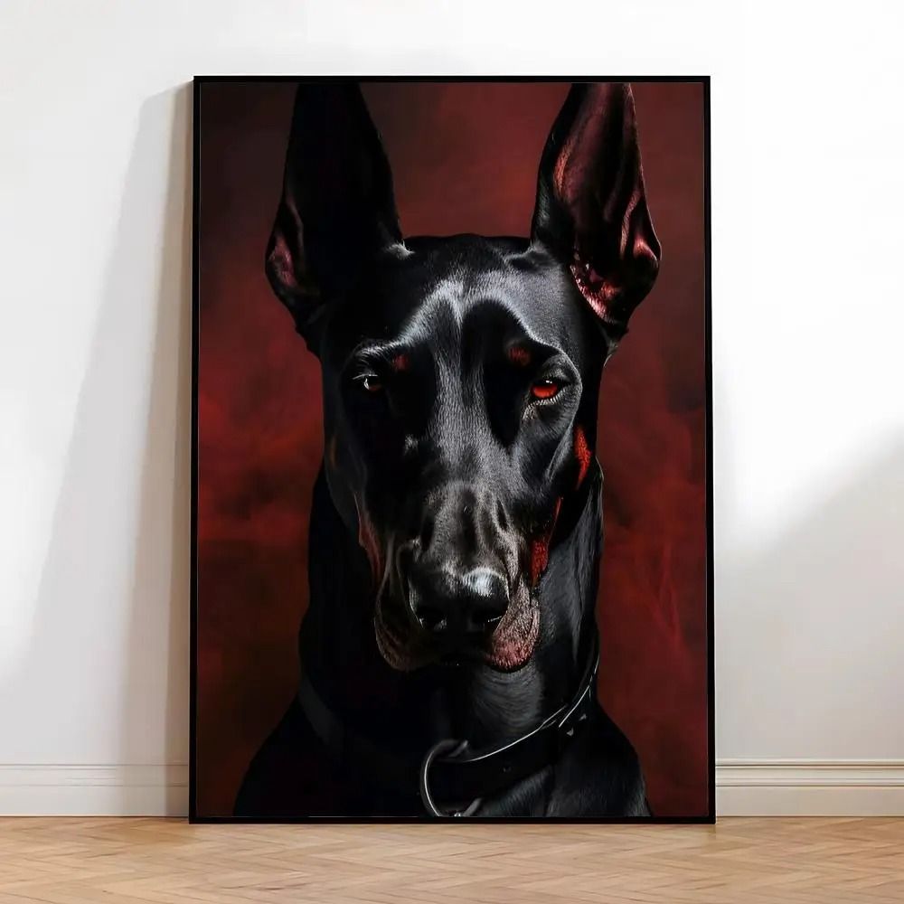 Noir Doberman Muse Canvas Art HighFidelity Cotton Portrait Executive Studio Modern Home Sanctua 3