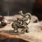Artisan Solid Brass Elephant Auspicious Miniature Figurine Executive Desktop Home Studio Sanctua 1