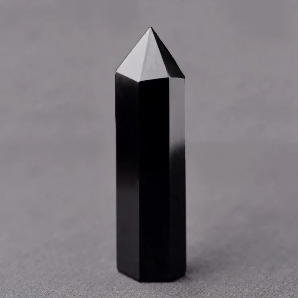 Obsidian Monolith Tower 15cm Natural Hexagonal Prism Executive Studio Zen Sanctuary Decor 6