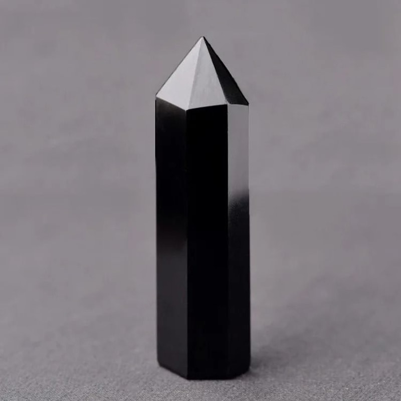 Obsidian Monolith Tower 15cm Natural Hexagonal Prism Executive Studio Zen Sanctuary Decor 6