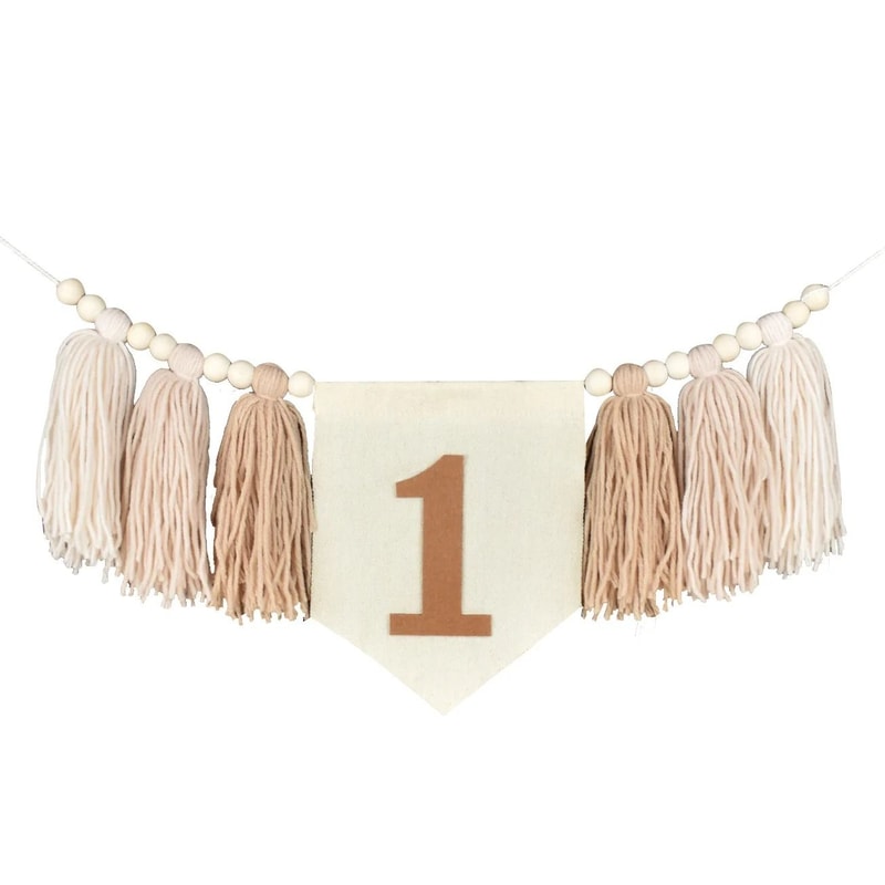 Boho 1st Birthday Botanical Banner Set Linen Tassel Garland Crown Executive Nursery Studio Deco 10