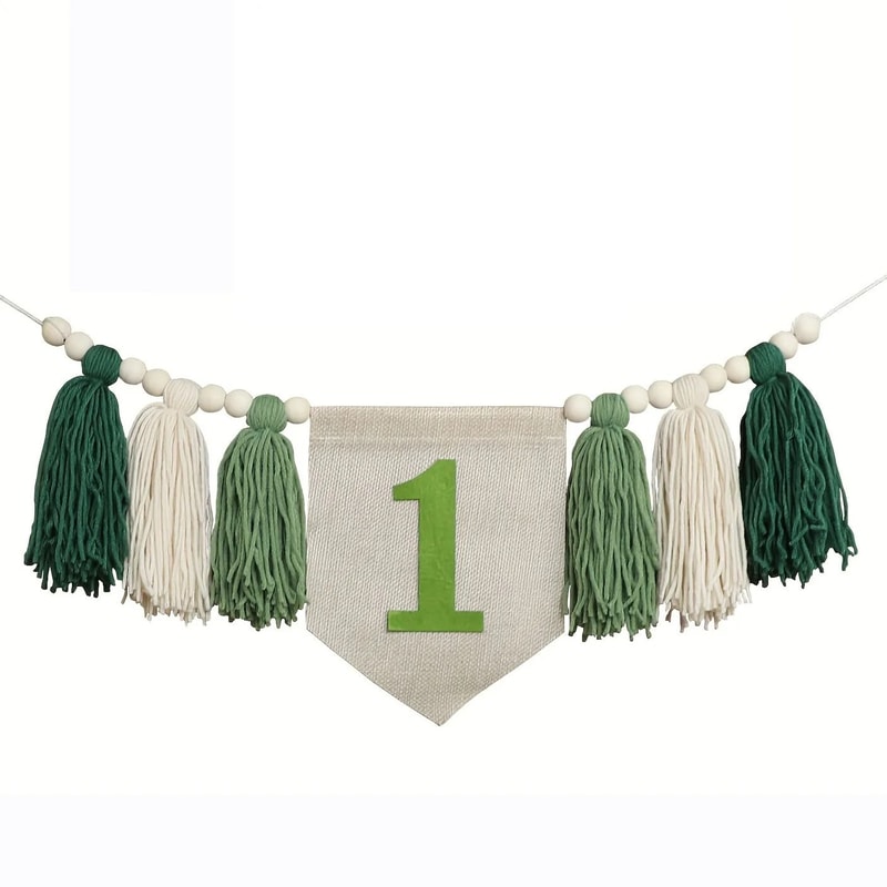 Boho 1st Birthday Botanical Banner Set Linen Tassel Garland Crown Executive Nursery Studio Deco 6