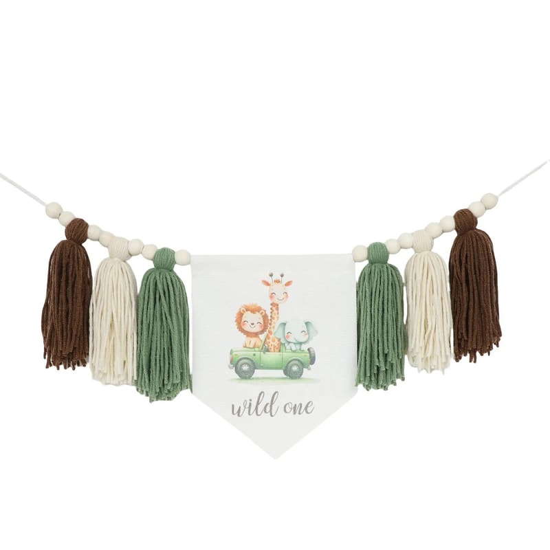 Boho 1st Birthday Botanical Banner Set Linen Tassel Garland Crown Executive Nursery Studio Deco 20