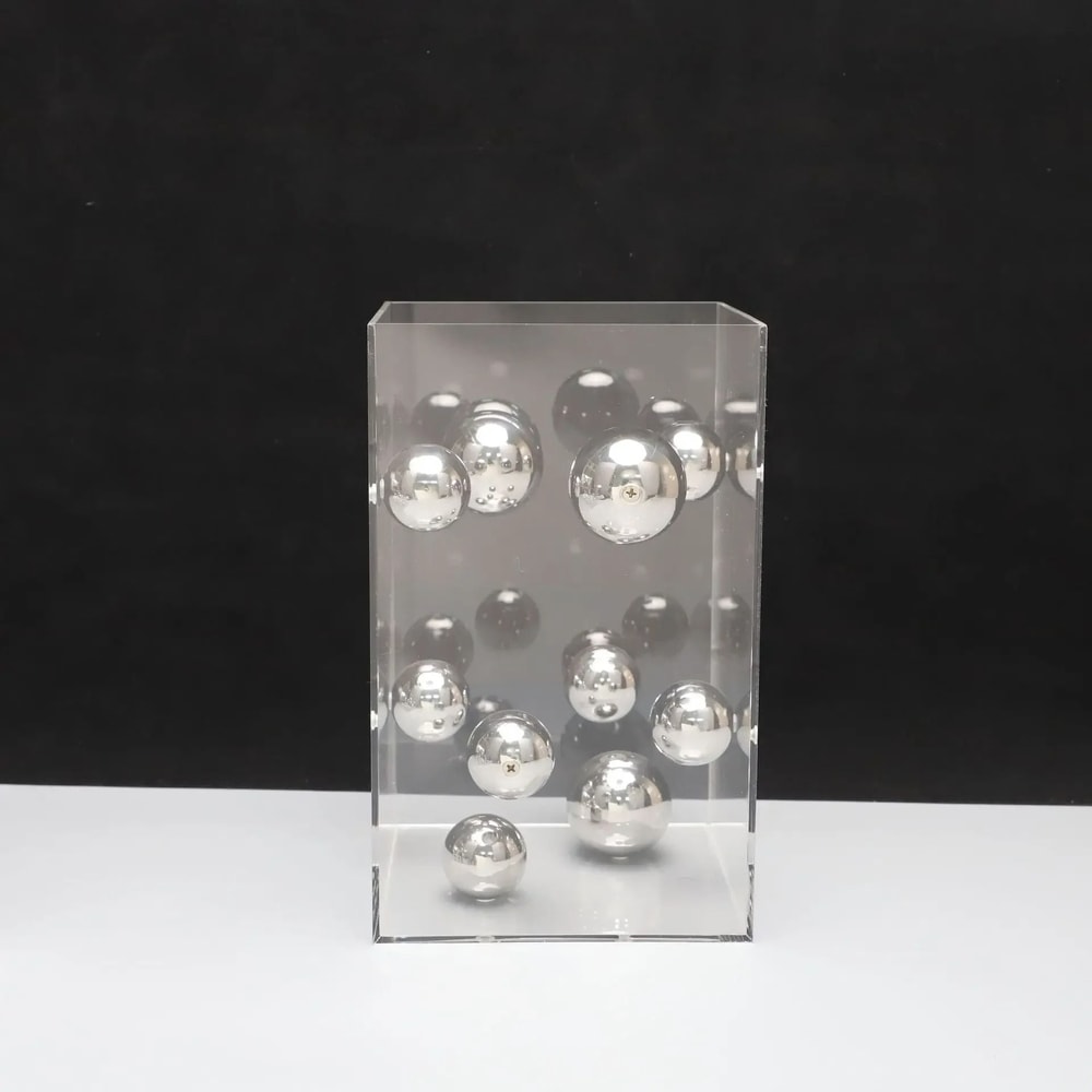 Geometric Sphere Acrylic Box Metal Orbital Art Sculpture Executive Desktop Modern Home Sanctuary 7