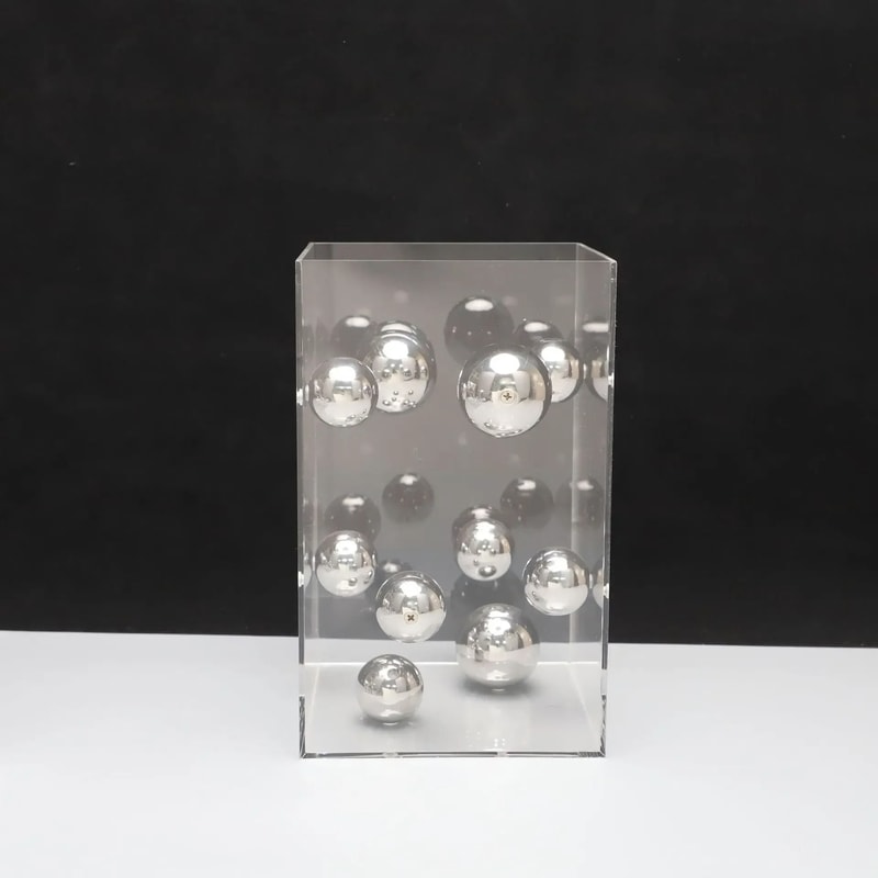 Geometric Sphere Acrylic Box Metal Orbital Art Sculpture Executive Desktop Modern Home Sanctuary 7