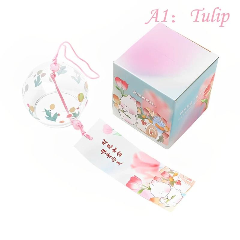 Artisan Sakura Glass Furin Handmade Japanese Wind Chime Executive Studio Zen Sanctuary Decor 12