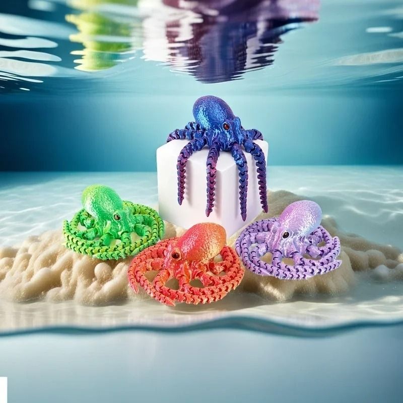 3D Printed Kinetic Octopus Flexible Jointed Marine Figurine Executive Desktop Studio Sanctuary D 5
